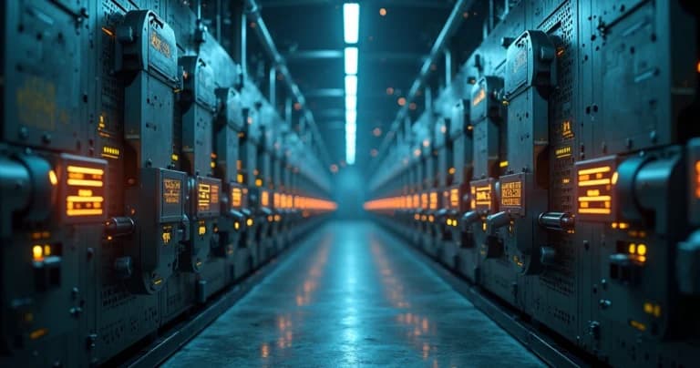 Tunel de sensores industriais sendo calibrados por feixes de luz digital
