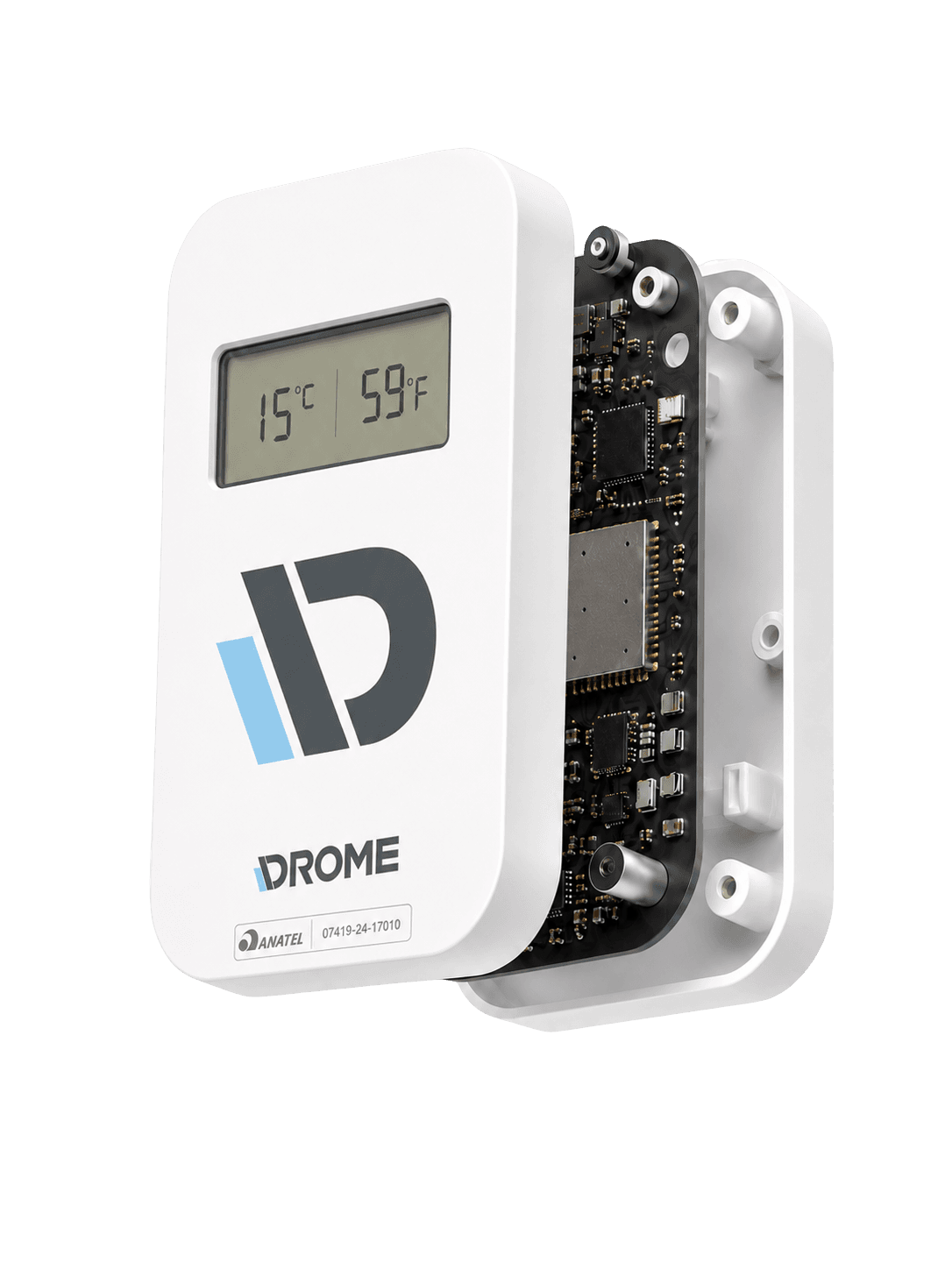 Sensor Satélite DROME, dispositivo de medición inalámbrico con la placa propietaria a la vista