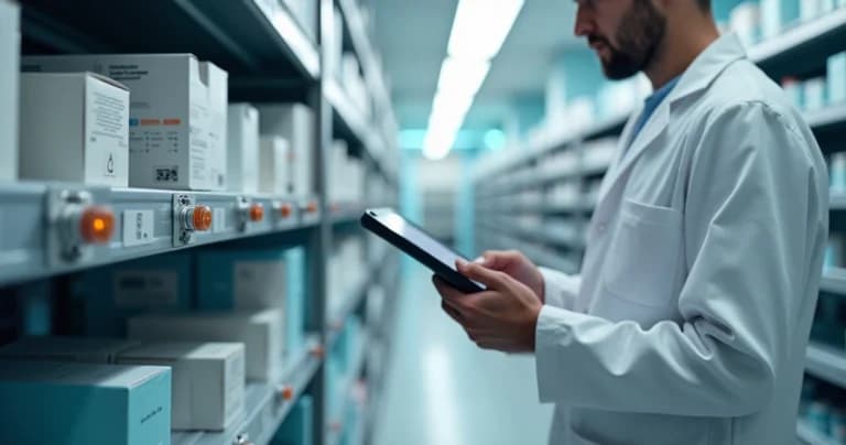 Painel de medicamentos com sensores wireless fixados nas prateleiras